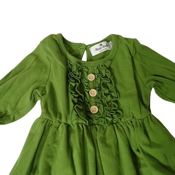 Marie Nicole Green Ruffled Long Sleeve Dress Girls Size 3 Years - Picture 2 of 7